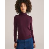 WE Fashion - Dames coltrui - Donkerrood - Fijngebreid - Regular Fit