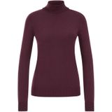 WE Fashion - Dames coltrui - Donkerrood - Fijngebreid - Regular Fit