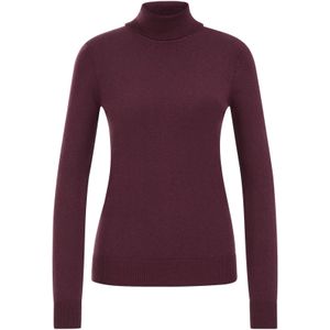 WE Fashion - Dames coltrui - Donkerrood - Fijngebreid - Regular Fit