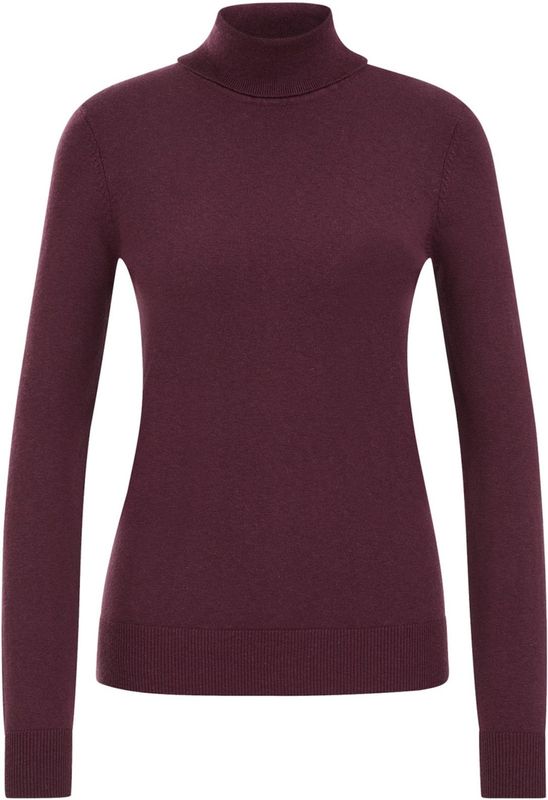 WE Fashion - Dames coltrui - Donkerrood - Fijngebreid - Regular Fit