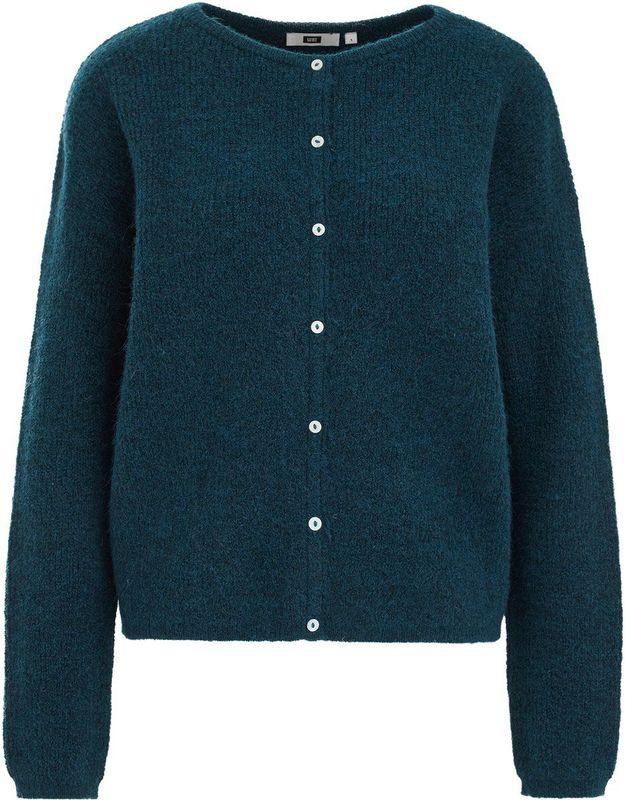 WE Fashion - Gebreid Vest - Turkoois - Wolmix - Regular Fit