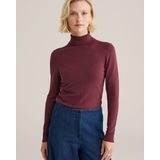 WE Fashion - Dames fijngebreide coltrui - Donkerrood - Regular fit - Viscose