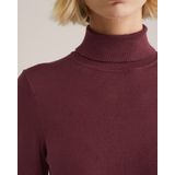 WE Fashion - Dames fijngebreide coltrui - Donkerrood - Regular fit - Viscose