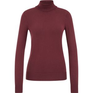 WE Fashion - Dames fijngebreide coltrui - Donkerrood - Regular fit - Viscose