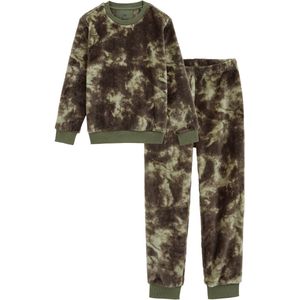 WE Fashion - Fleece Pyjama - Donkergroen