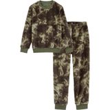 WE Fashion - Fleece Pyjama - Donkergroen