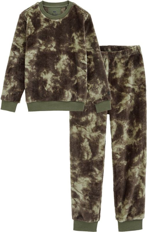 WE Fashion - Fleece Pyjama - Donkergroen
