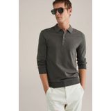 Fundamentals - Heren Regular Fit - Fijngebreide Polo - Legergroen - Katoen