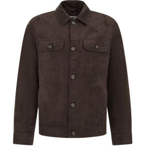 WE Fashion - Regular Fit Jack - Donkerbruin - Suèdelook