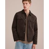 WE Fashion - Regular Fit Jack - Donkerbruin - Suèdelook