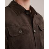 WE Fashion - Regular Fit Jack - Donkerbruin - Suèdelook