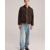 WE Fashion - Regular Fit Jack - Donkerbruin - Suèdelook