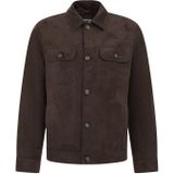WE Fashion - Regular Fit Jack - Donkerbruin - Suèdelook