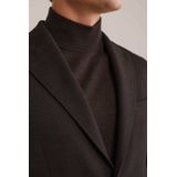 WE Fashion - Wollen Colbert - Donkerbruin - Met Textuur