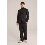 WE Fashion - Wollen Colbert - Donkerbruin - Met Textuur