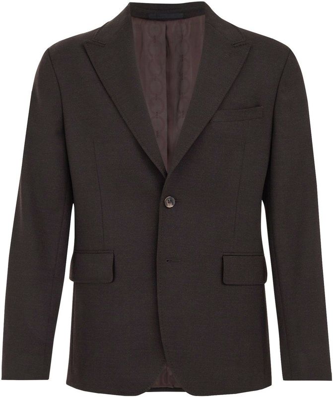 WE Fashion - Wollen Colbert - Donkerbruin - Met Textuur