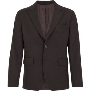 WE Fashion - Wollen Colbert - Donkerbruin - Met Textuur