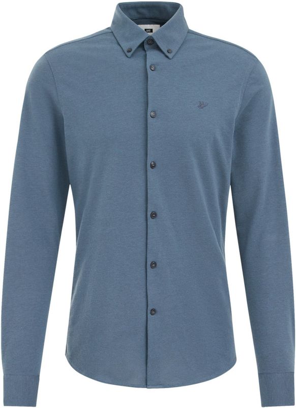 Fundamentals - Slim Fit Overhemd - Grijsblauw - Katoen