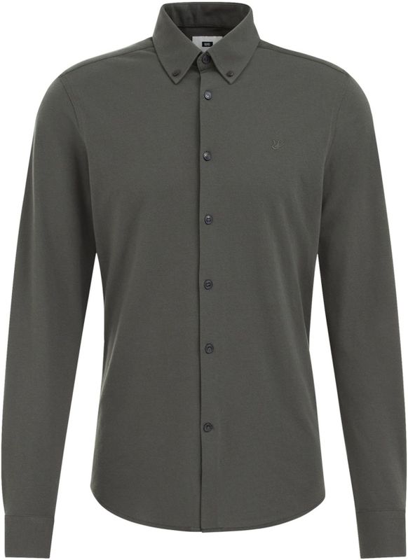 Fundamentals - Slim Fit Overhemd - Legergroen - Katoen