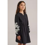 WE Fashion - Jurk - Zwart - Regular fit - Katoen