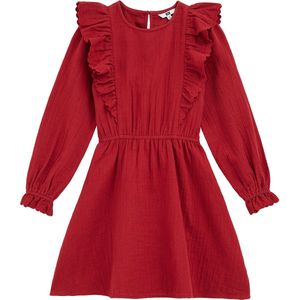 WE Fashion - Jurk - Jersey - Meisjes - Met Ruches - Lange Mouwen