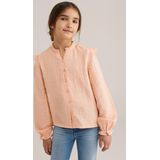 WE Fashion - Blouse - Meisjes - Regular Fit - Ronde Hals met Ruches