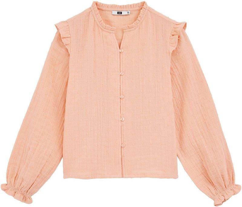 WE Fashion - Blouse - Meisjes - Regular Fit - Ronde Hals met Ruches