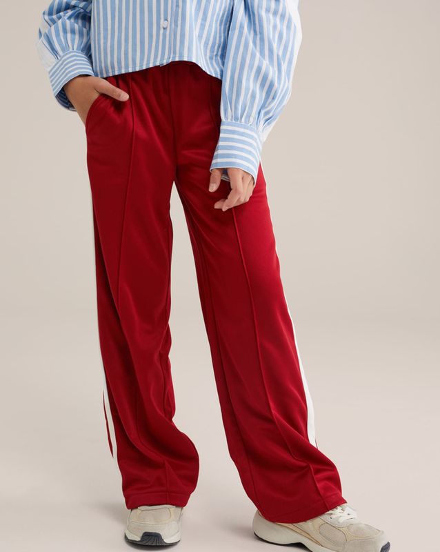 WE Fashion Broek  wijnrood / wit