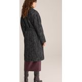 WE Fashion - Wollen Trenchcoat - Zwart/Grijs - Visgraat