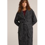 WE Fashion - Wollen Trenchcoat - Zwart/Grijs - Visgraat