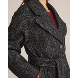 WE Fashion - Wollen Trenchcoat - Zwart/Grijs - Visgraat