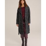 WE Fashion - Wollen Trenchcoat - Zwart/Grijs - Visgraat