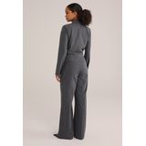 WE Fashion - Dames Jumpsuit - Overslaghals - Wijde Pijpen - Lange Mouwen