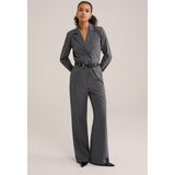 WE Fashion - Dames Jumpsuit - Overslaghals - Wijde Pijpen - Lange Mouwen