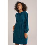 WE Fashion - Jurk - Petrol - Kort - Met Ceintuur