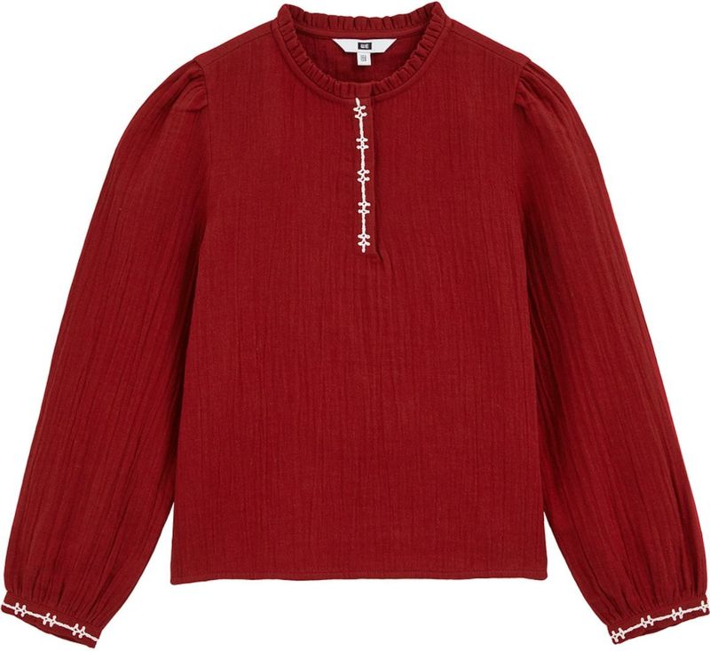 WE Fashion - Blouse - Rood - Lange Mouw - Katoen