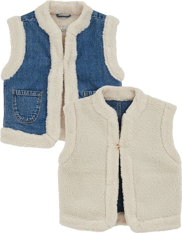 WE Fashion - Blue Ridge - Gilet - 100% Katoen - V-hals - Teddy Afwerking