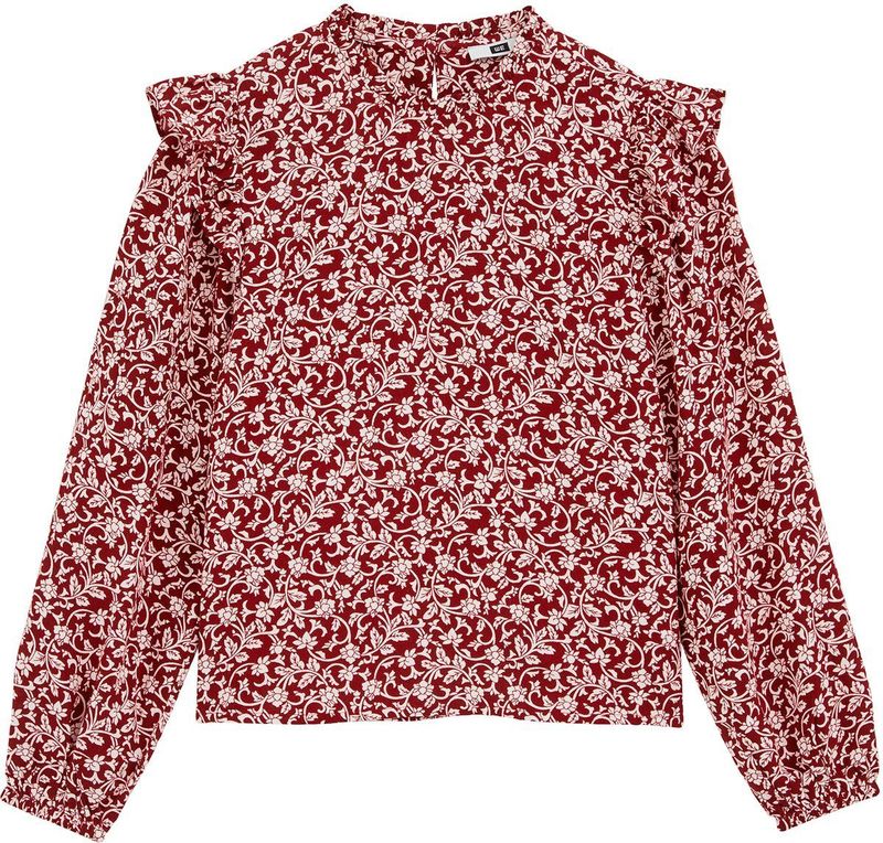 Giordano - Lange Mouw Overhemd - Rood - Katoen - 317810