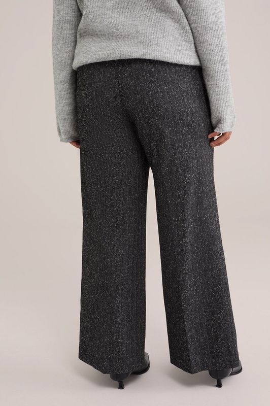 WE Fashion Dames wide leg pantalon met structuur - Curve