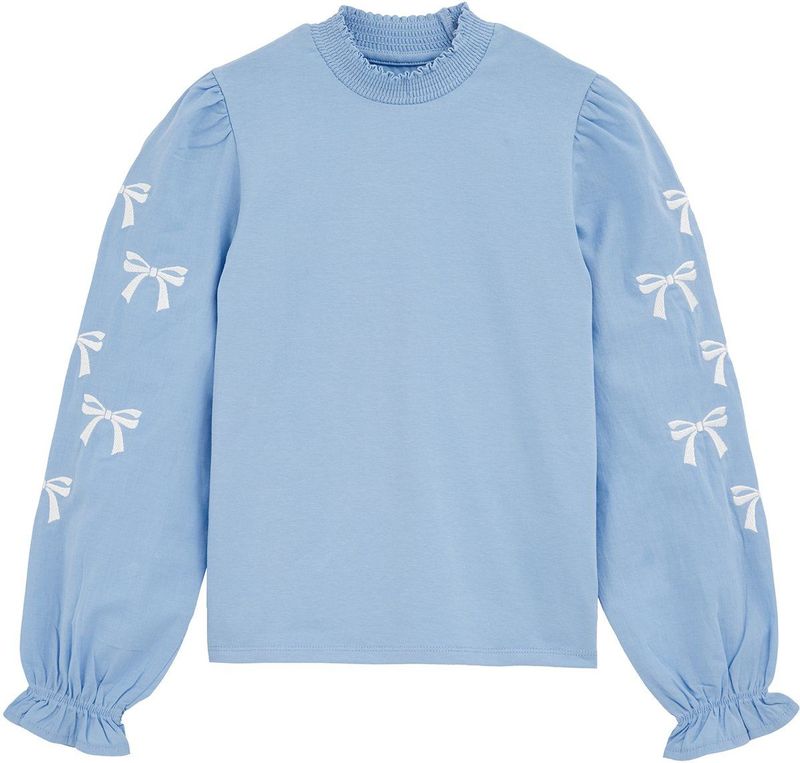 WE Fashion - Top - Shirts - Opstaande Kraag - Lange Ballonmouwen - Stretchkatoen