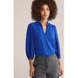 WE Fashion - Blouse - Kobaltblauw - Klassieke Blouse - Driekwart Mouw