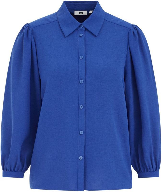 WE Fashion - Blouse - Kobaltblauw - Klassieke Blouse - Driekwart Mouw