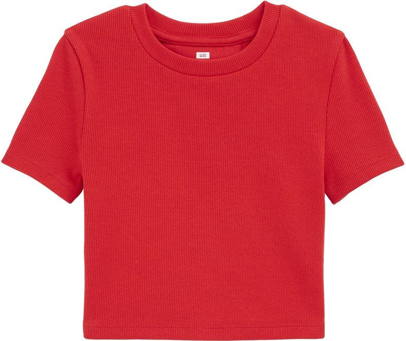 WE Fashion - Shirt - Vuurrood - Kwartmouw - Normale Pasvorm