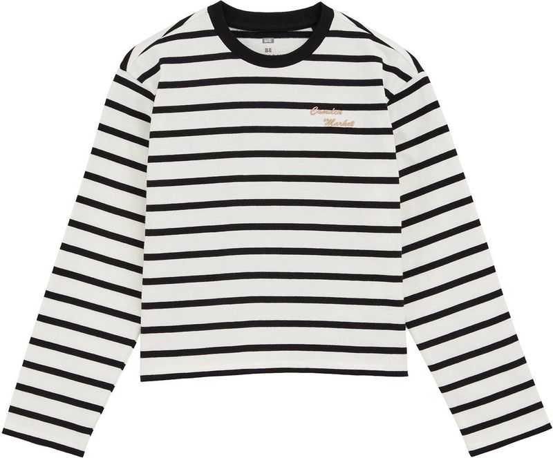 T-shirt - Regular Fit - Lange Mouwen - Ronde Hals - Geborduurde Tekst