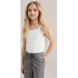 WE Fashion - Meisjes Cropped Tank Top - Gebroken Wit - Katoen