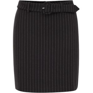 WE Fashion - Dames Jersey Rok - Zwart - Krijtstreep - Regular Fit