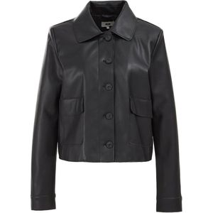 WE Fashion - Imitatieleren Bikerjack - Zwart - Dames