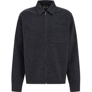WE Fashion - Heren Overshirt - Donkerblauw - Regular Fit - Wollen Look