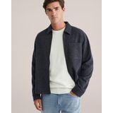 WE Fashion - Heren Overshirt - Donkerblauw - Regular Fit - Wollen Look