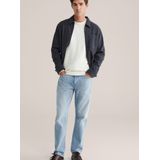 WE Fashion - Heren Overshirt - Donkerblauw - Regular Fit - Wollen Look